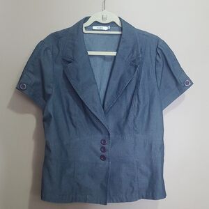 Ricki's Blue Short Sleeve Blazer with Button Detail Size 18